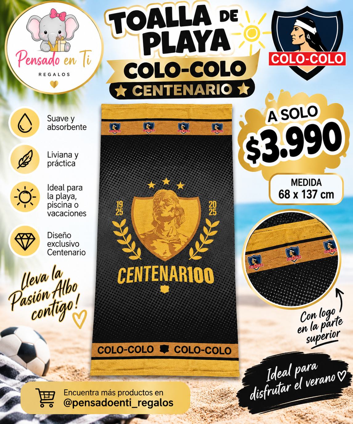 Toalla playa Colo Colo