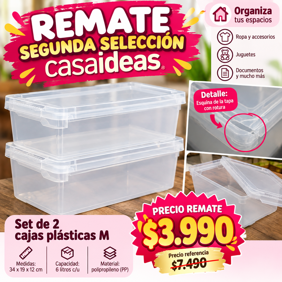 Set 2 cajas plásticas