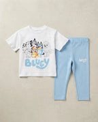 Conjunto Infantil Polera y Calza Azul Estampado Bluey