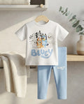 Conjunto Infantil Polera y Calza Azul Estampado Bluey